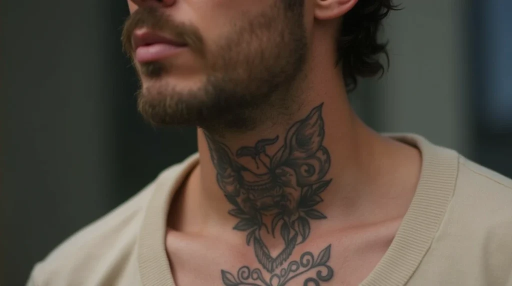 Throat Tattoos for Men