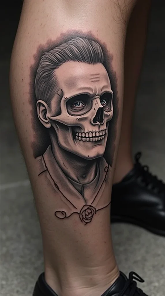 Realistic Skeleton leg Tattoo for men